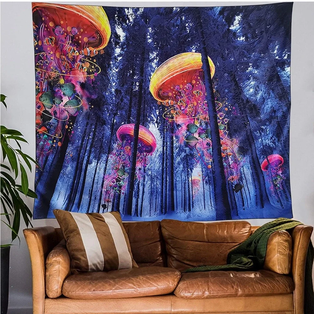 Nature Tapestry Wall Hanging Forest Hippie Trippy Psychedelic College Décor